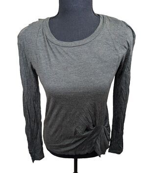 Heather By Bordeaux Top Long Sleeve Drape Back Tuck Modal Soft XS